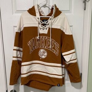 47 Yankees Brown and Cream Men's Hoodie Sweater